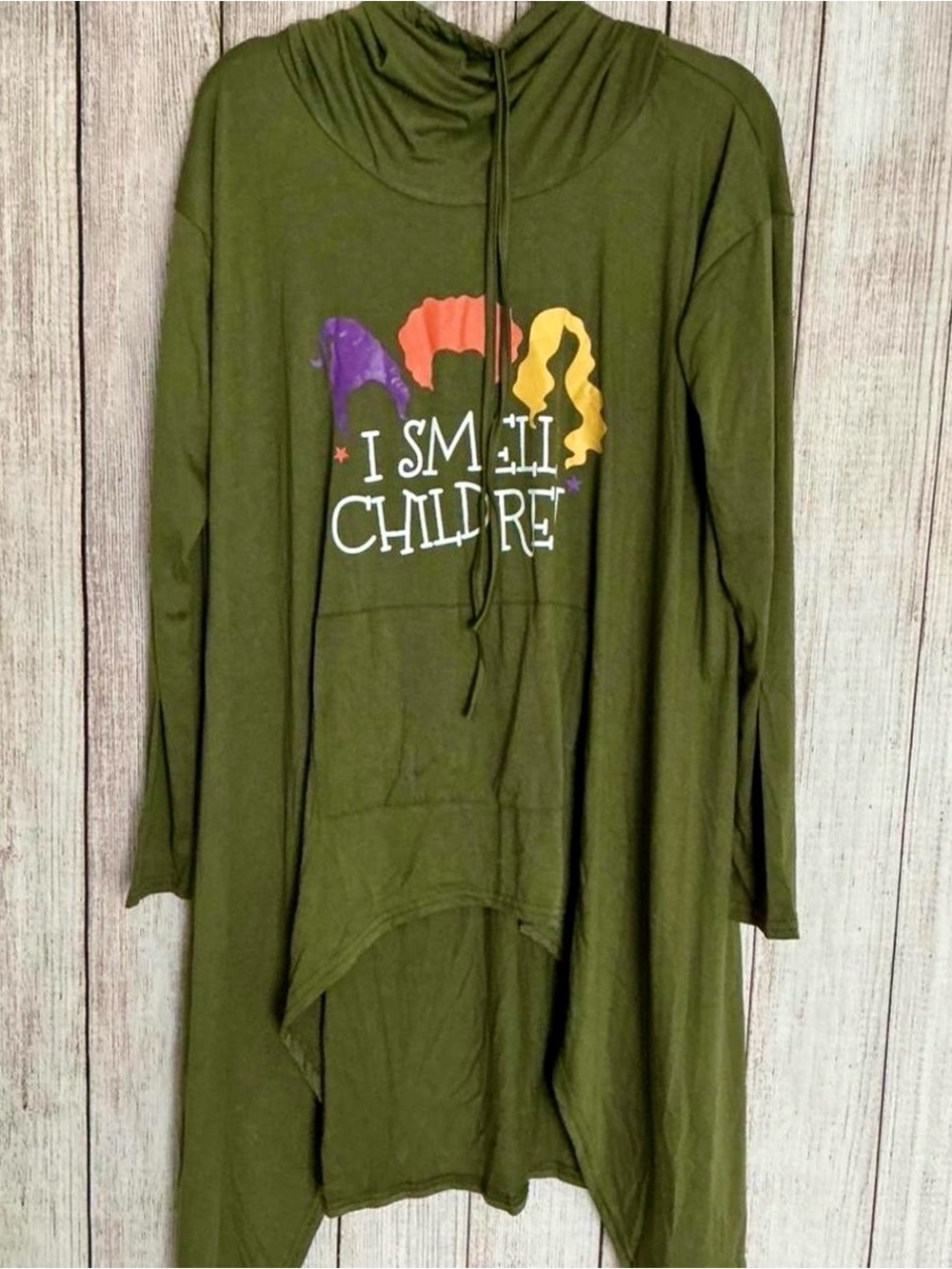 Disney Hocus Pocus Green Women's Hooded Tunic Sweatshirt - I Smell Children